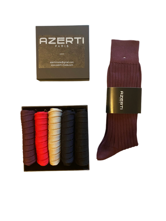 coffret de 5 paires de chaussettes en fil d'écosse AZERTI.