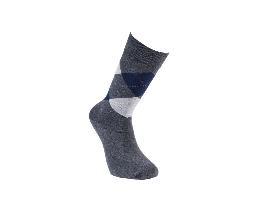 Chaussettes en coton à motif anthracite et bleu .