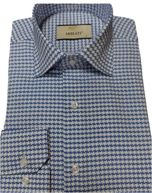 Chemise ABBIATI carreaux bleu pure coton .