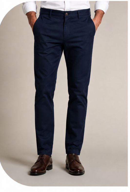 Pantalon Chino Marine en Coton Made in Italy — AZERTI